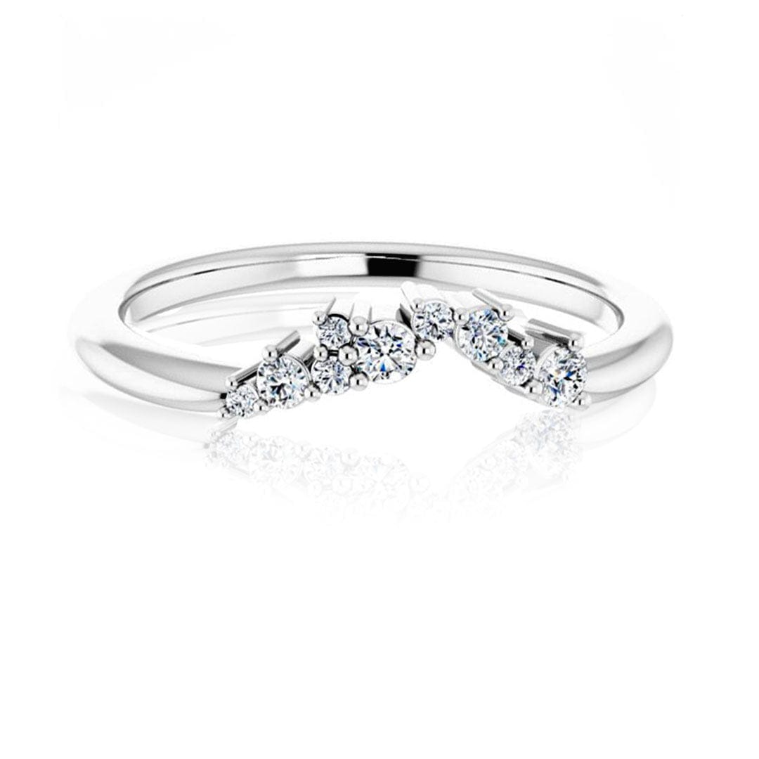 Lydia Band- Prong Set Accented Cluster Curved Wedding Ring Ring by Nodeform