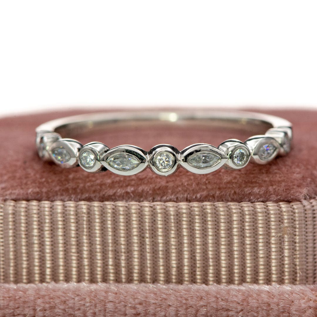 Maggie Band, Diamond or Sapphire Bezel Set Marquise Stacking Half Eternity Anniversary Ring Ring by Nodeform
