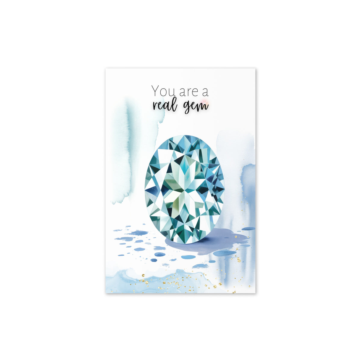 You are a real Gem | Watercolor Oval Aquamarine Greeting Card
