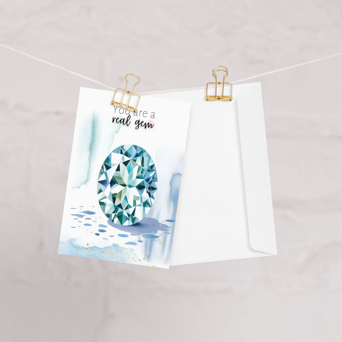 You are a real Gem | Watercolor Oval Aquamarine Greeting Card