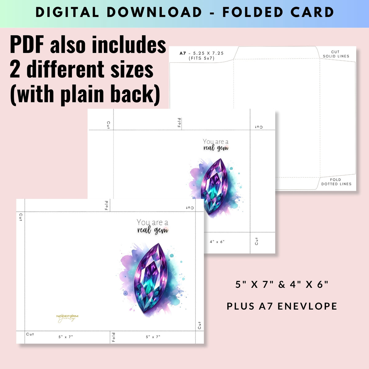 You are a real Gem | Watercolor Marquise Alexandrite Greeting Card