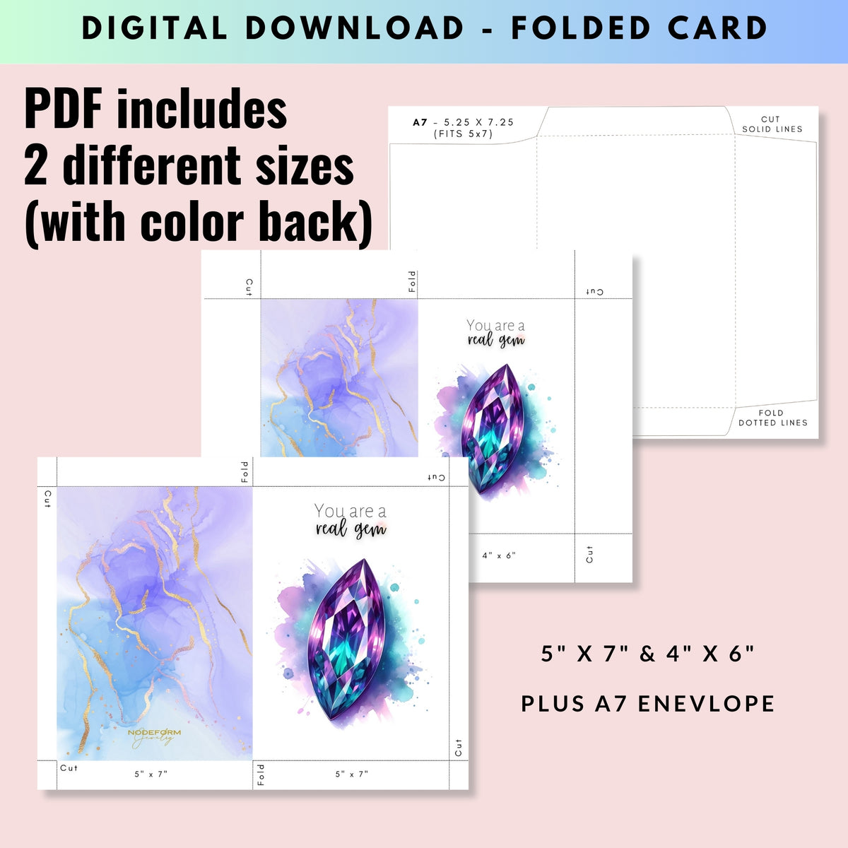 You are a real Gem | Watercolor Marquise Alexandrite Greeting Card