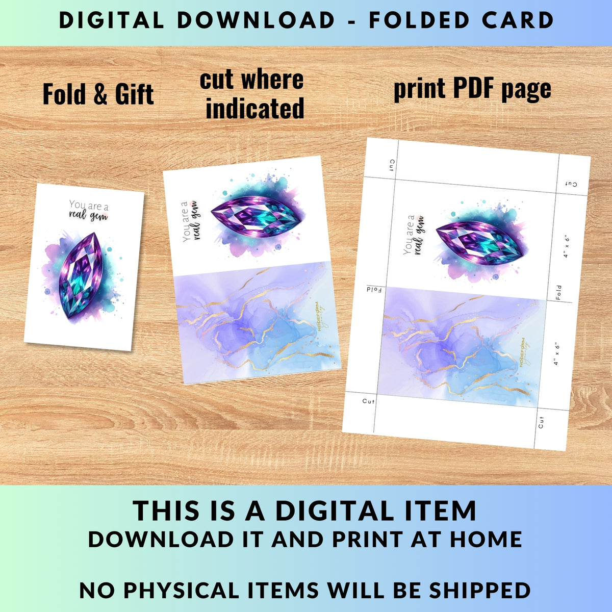 You are a real Gem | Watercolor Marquise Alexandrite Greeting Card