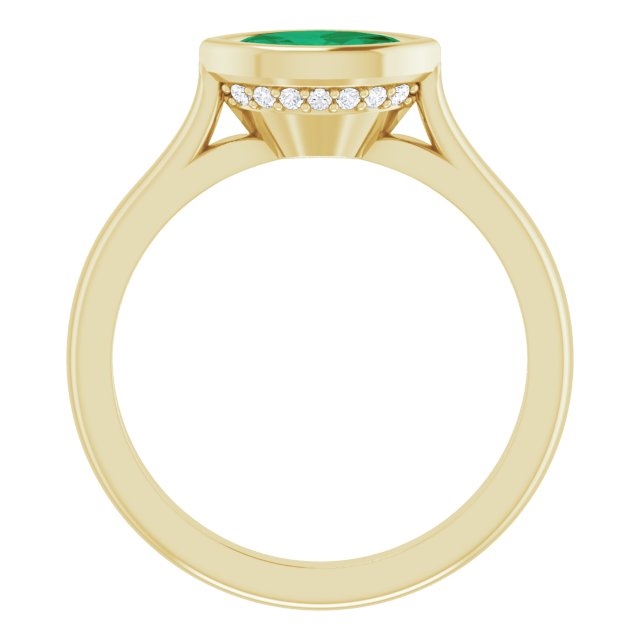 Maya Ring - Sideways Set Marquise Emerald Accented Engagement Ring side view