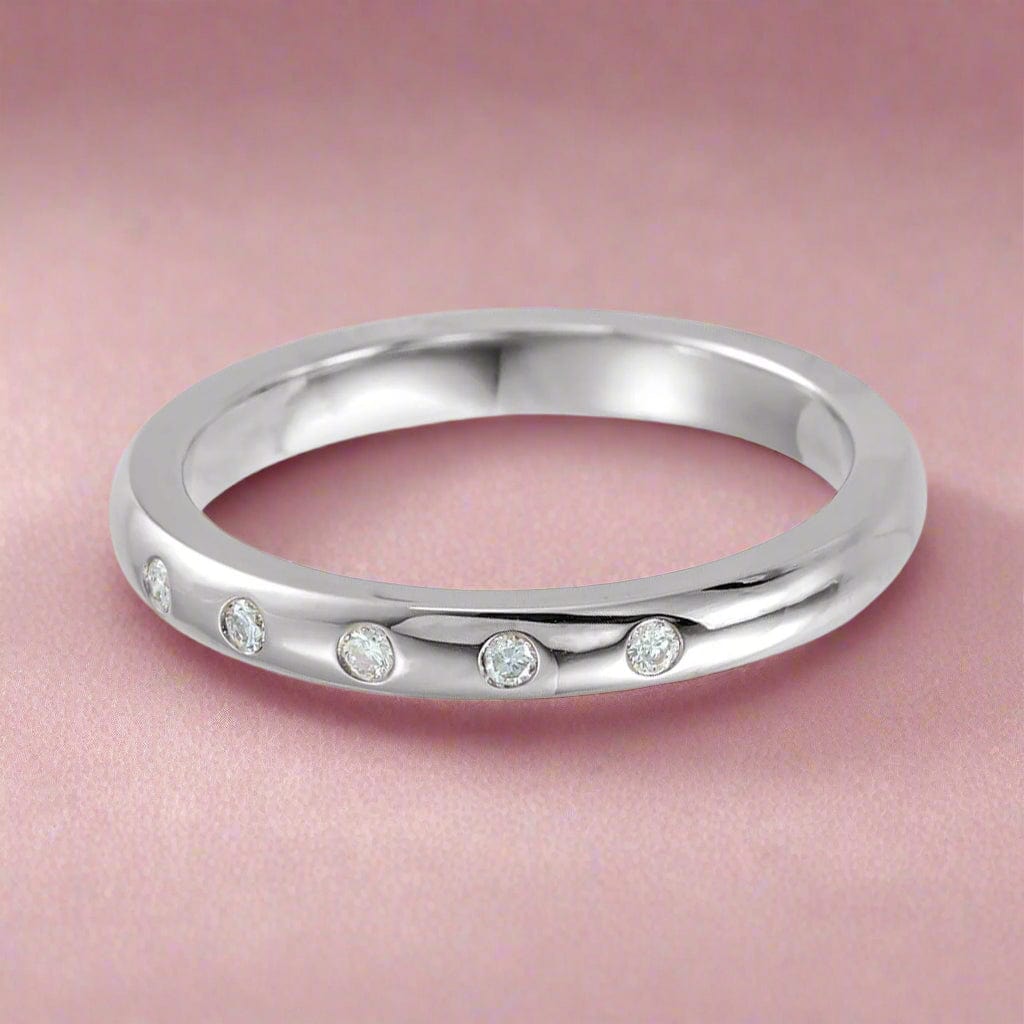 Narrow 2.5mm Dana Wedding Band With 5 Flush Set Diamonds Ring by Nodeform