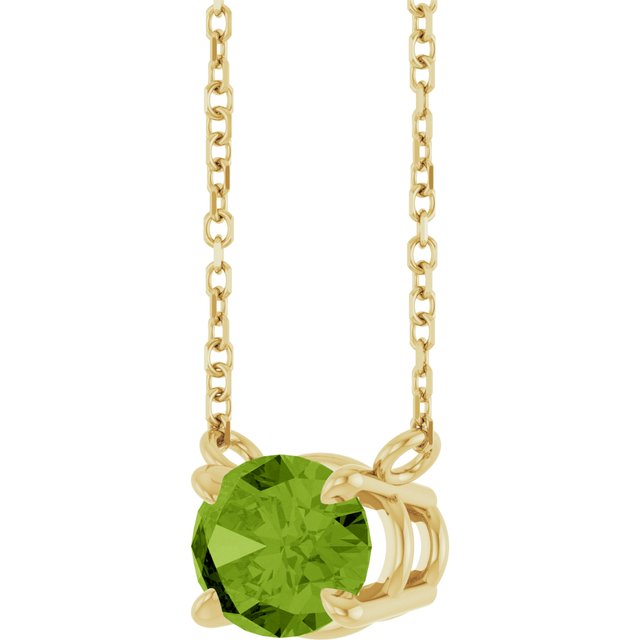 Oval Peridot Prong Set Birthstone Gold Pendant Necklace