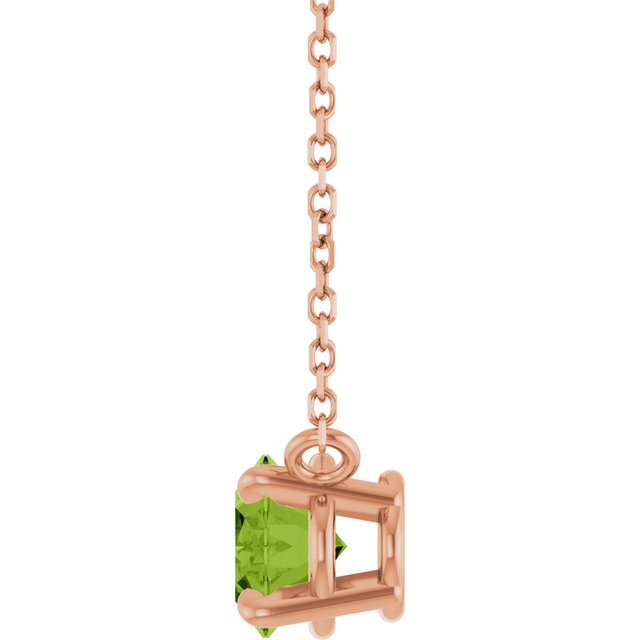 Oval Peridot Prong Set Birthstone Rose Gold Pendant Necklace