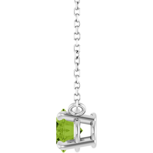 Oval Peridot Prong Set Birthstone White Gold Pendant Necklace
