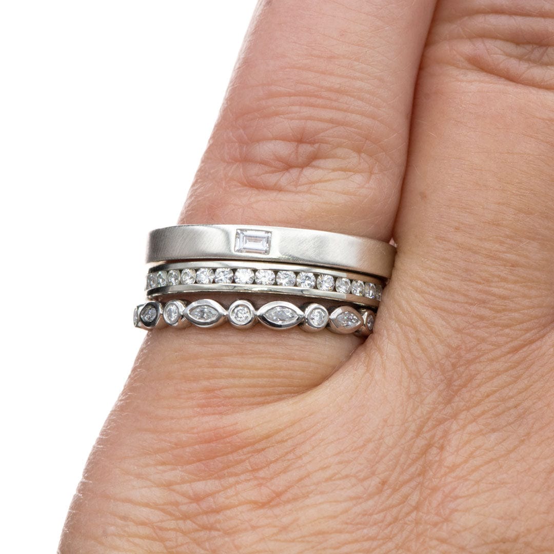 Maggie Band, Diamond or Sapphire Bezel Set Marquise Stacking Half Eternity Anniversary Ring Ring by Nodeform
