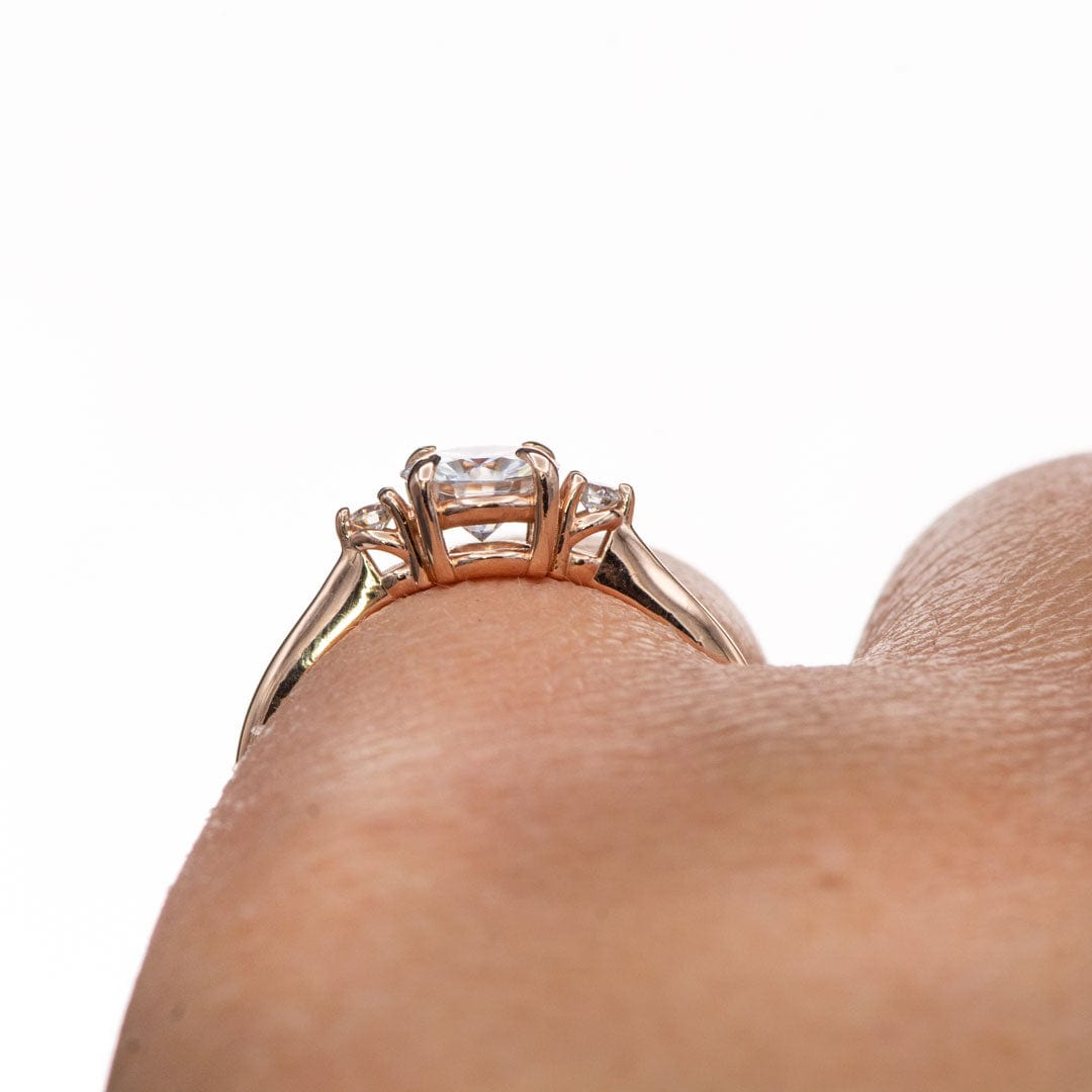 Tess - Three Stone Prong Set Moissanite Engagement Ring Ring by Nodeform