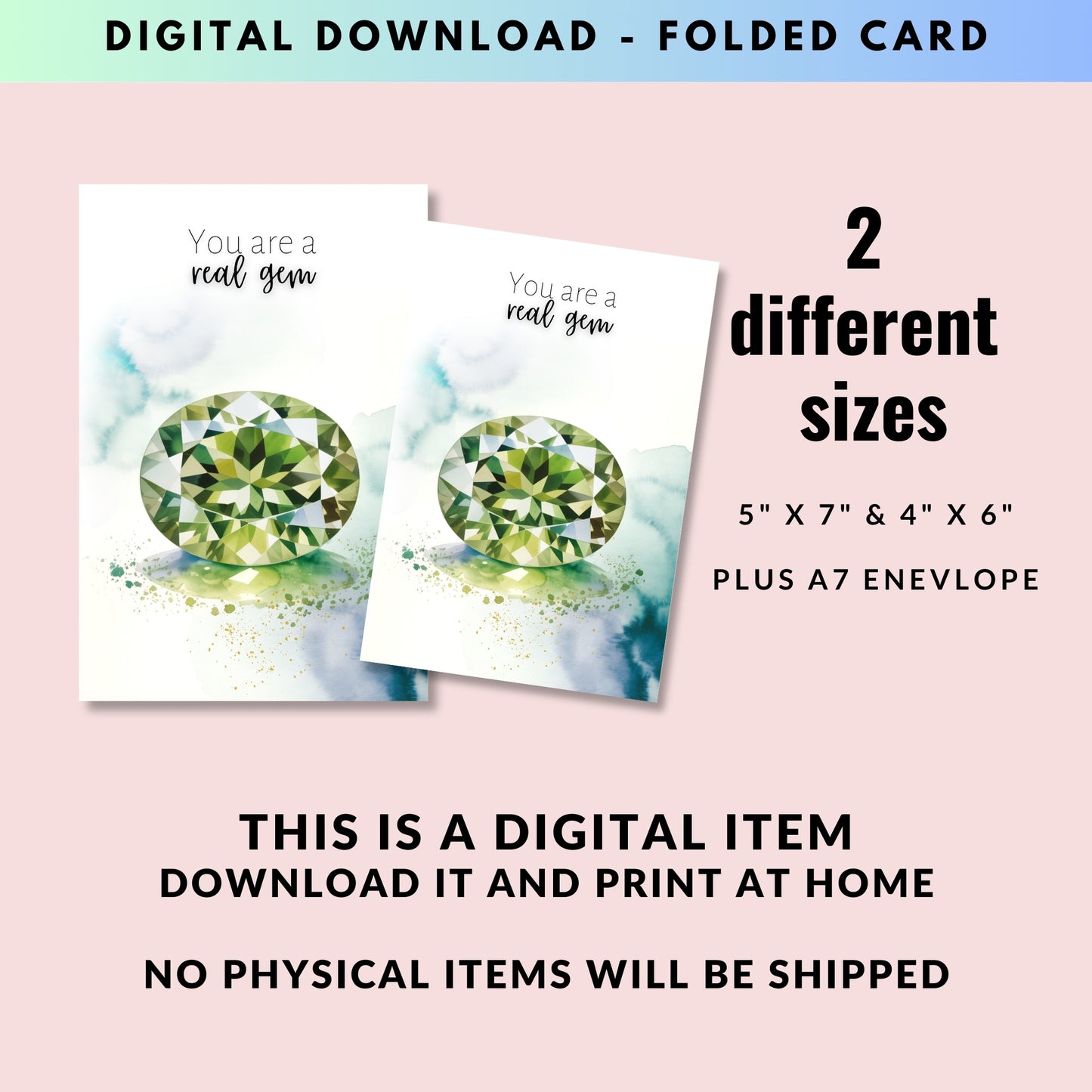 You are a real gem | Watercolor Oval Peridot Greeting Card