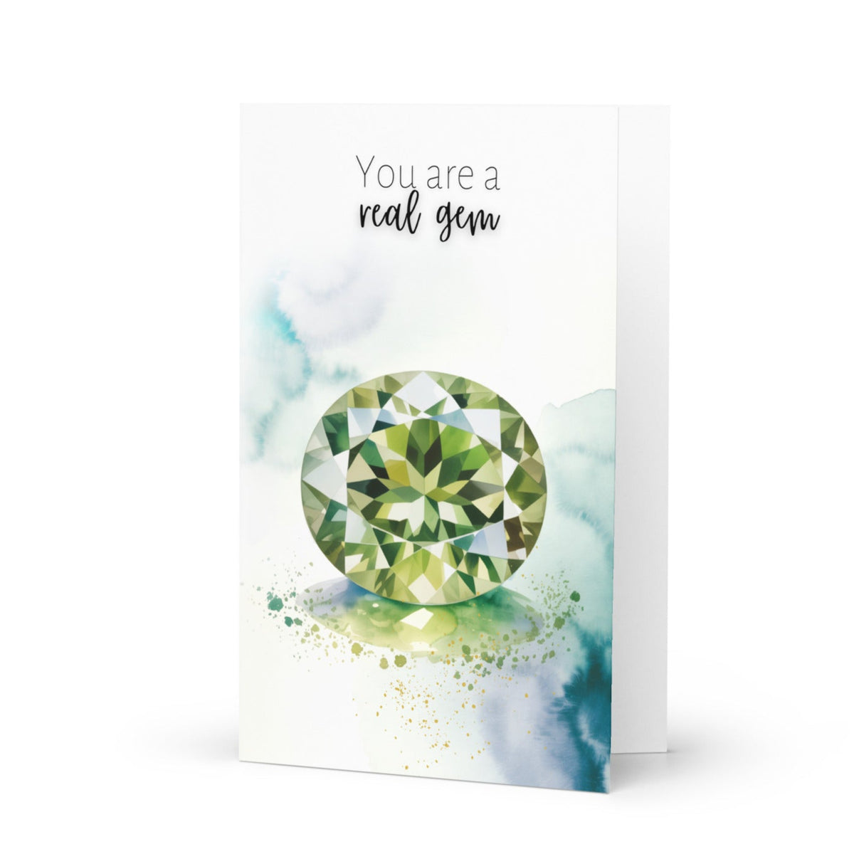 You are a real gem Watercolor Oval Peridot Greeting Card