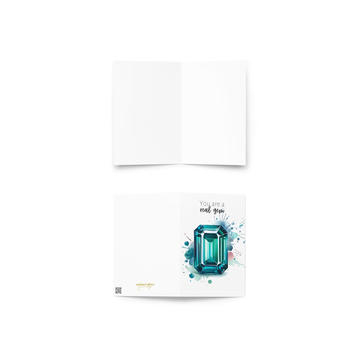 You are a real gem | Watercolor Emerald Shape Teal Sapphire Greeting Card