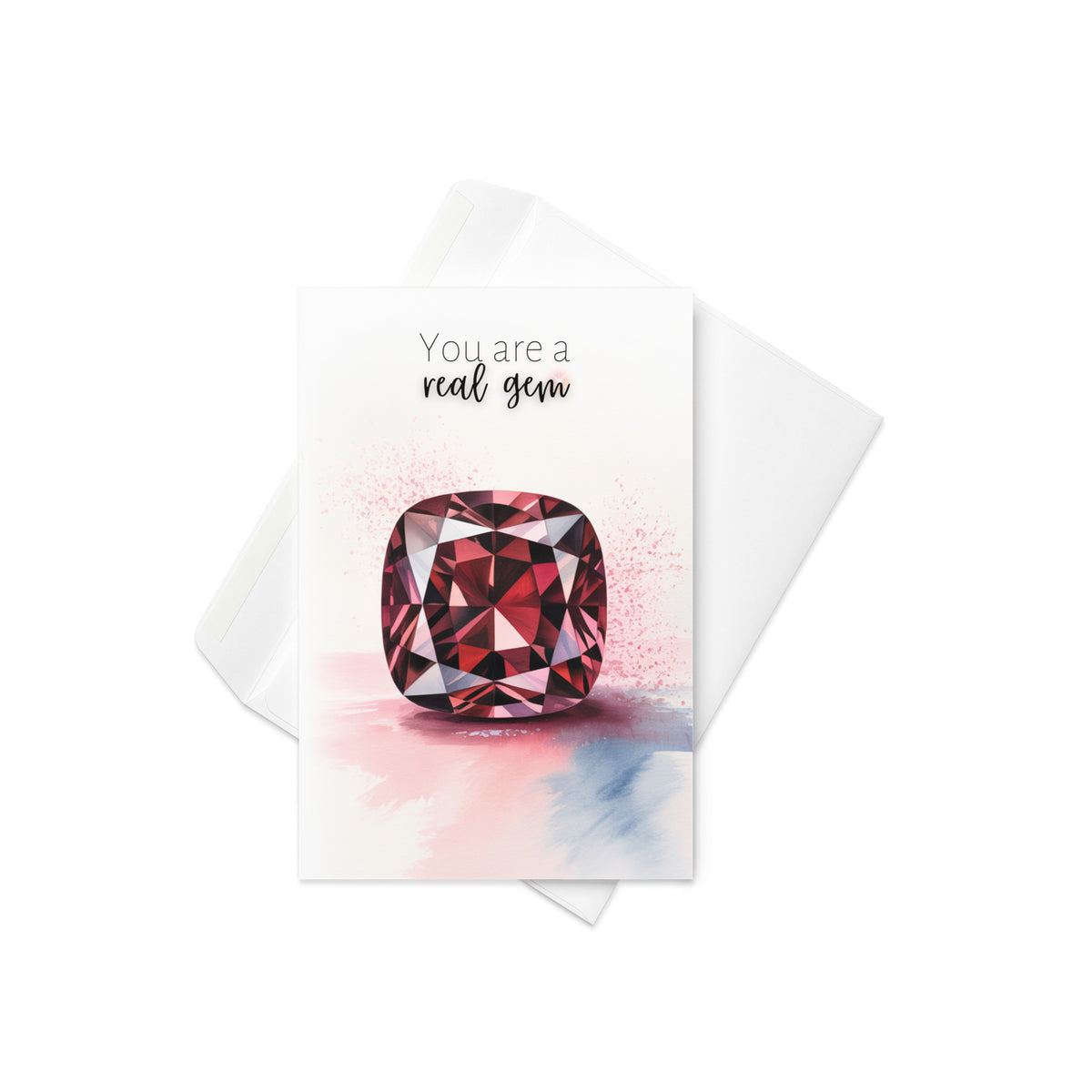 You are a real Gem | Watercolor Cushion Garnet Greeting Card