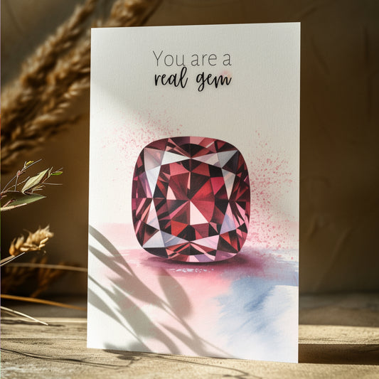 You are a real Gem | Watercolor Cushion Garnet Greeting Card