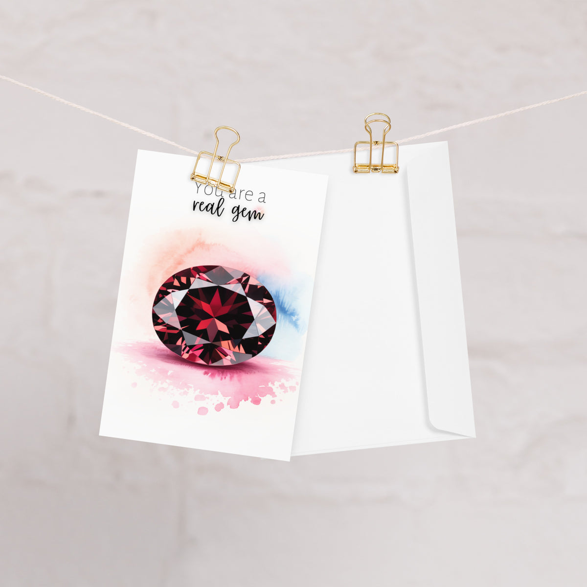 You are a real Gem | Watercolor Oval Garnet Greeting Card