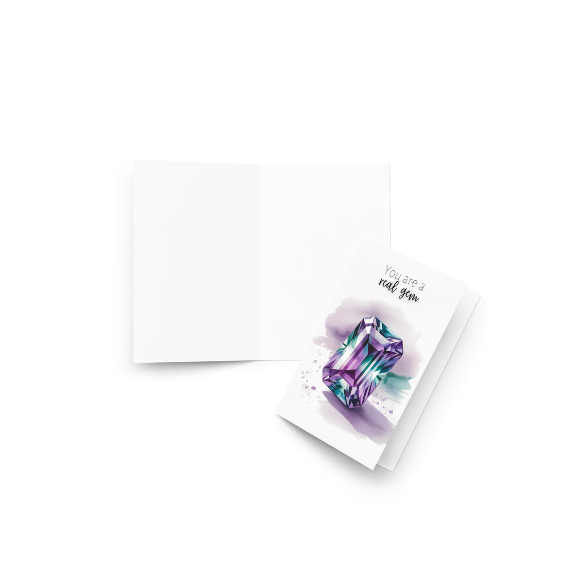 You are a real Gem | Watercolor Emerald Cut Alexandrite Greeting Card