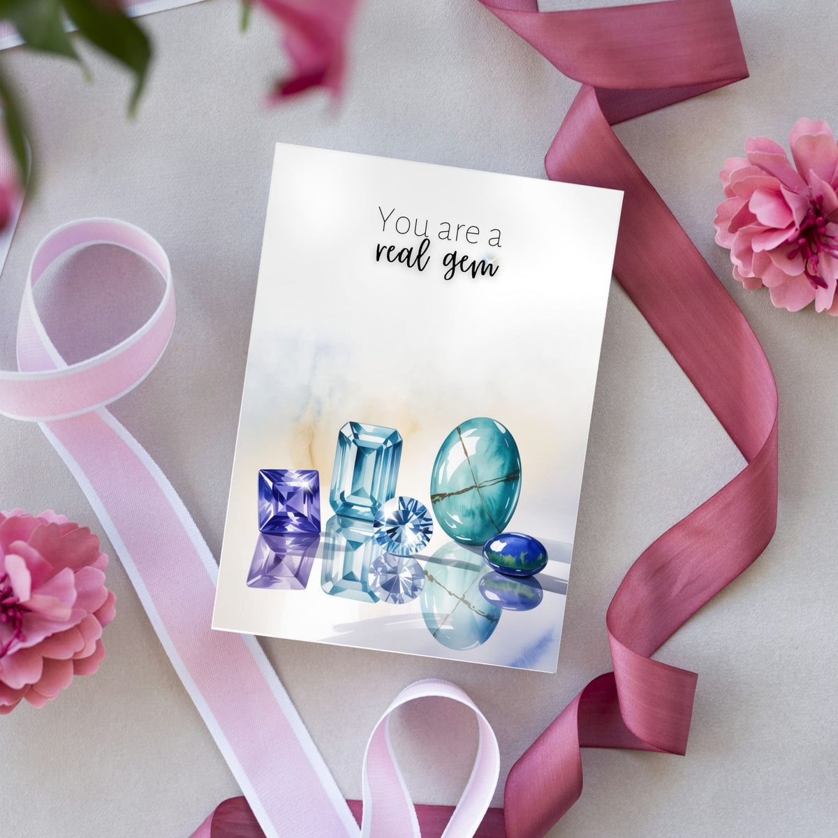You are a real Gem | Watercolor December Birthstone Greeting Card