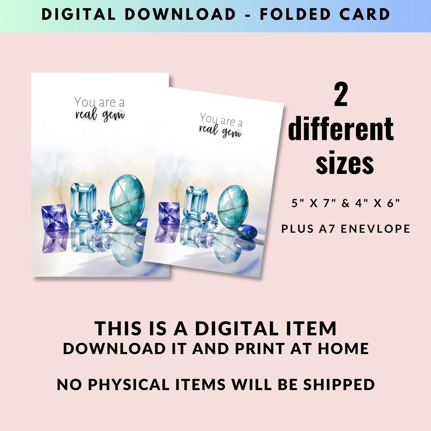 You are a real Gem | Watercolor December Birthstone Greeting Card