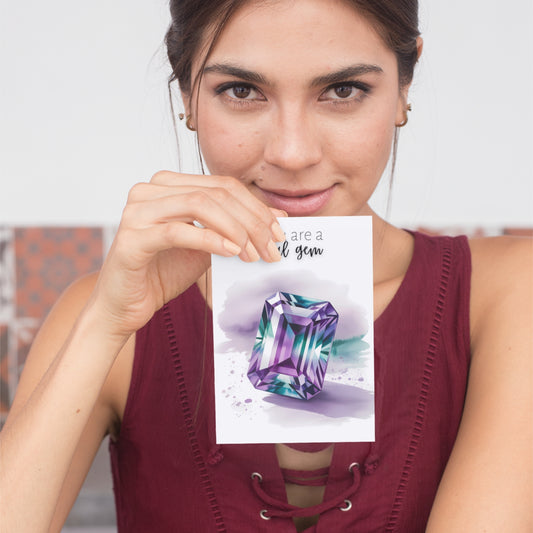 You are a real Gem | Watercolor Emerald Cut Alexandrite Greeting Card