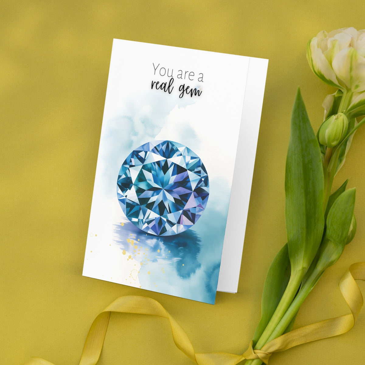 You are a real gem | Watercolor Oval Tanzanite Birthstone Greeting Card