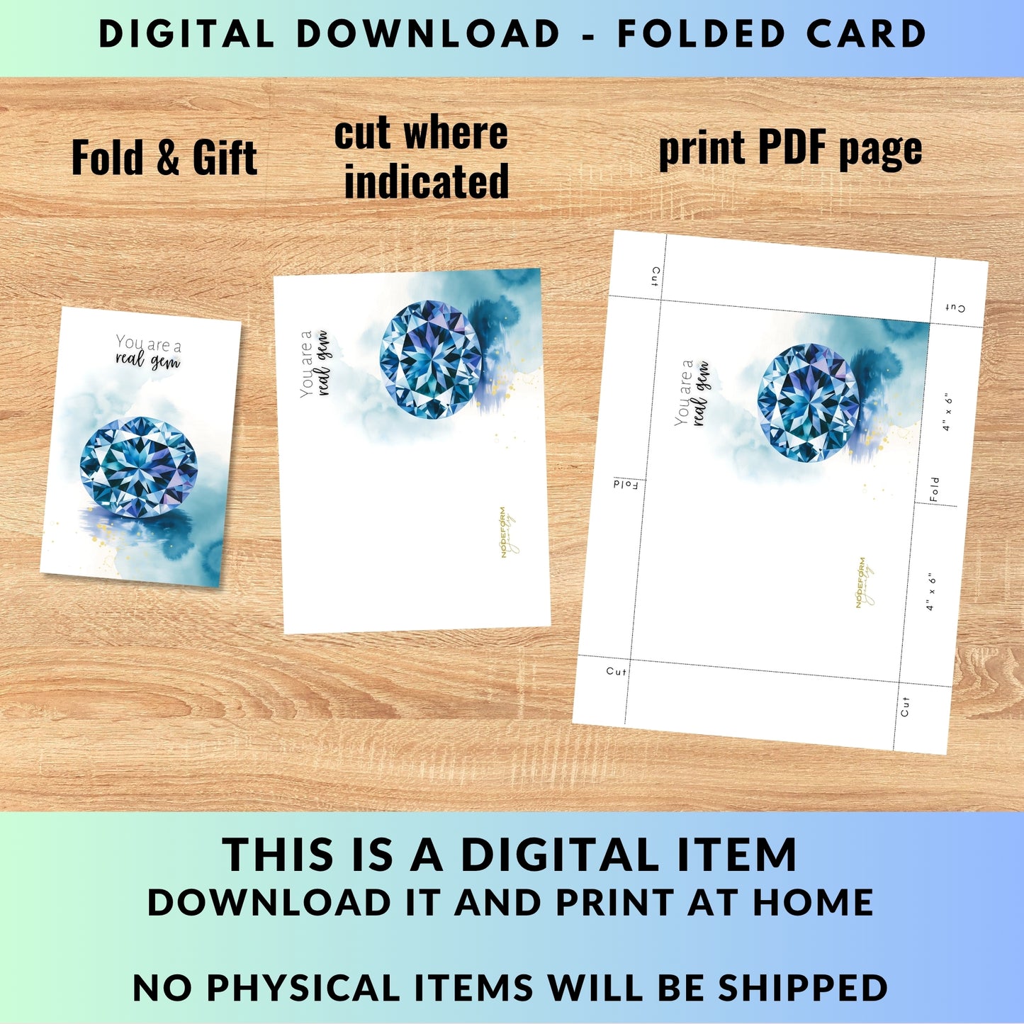 You are a real gem | Watercolor Oval Tanzanite Birthstone Greeting Card