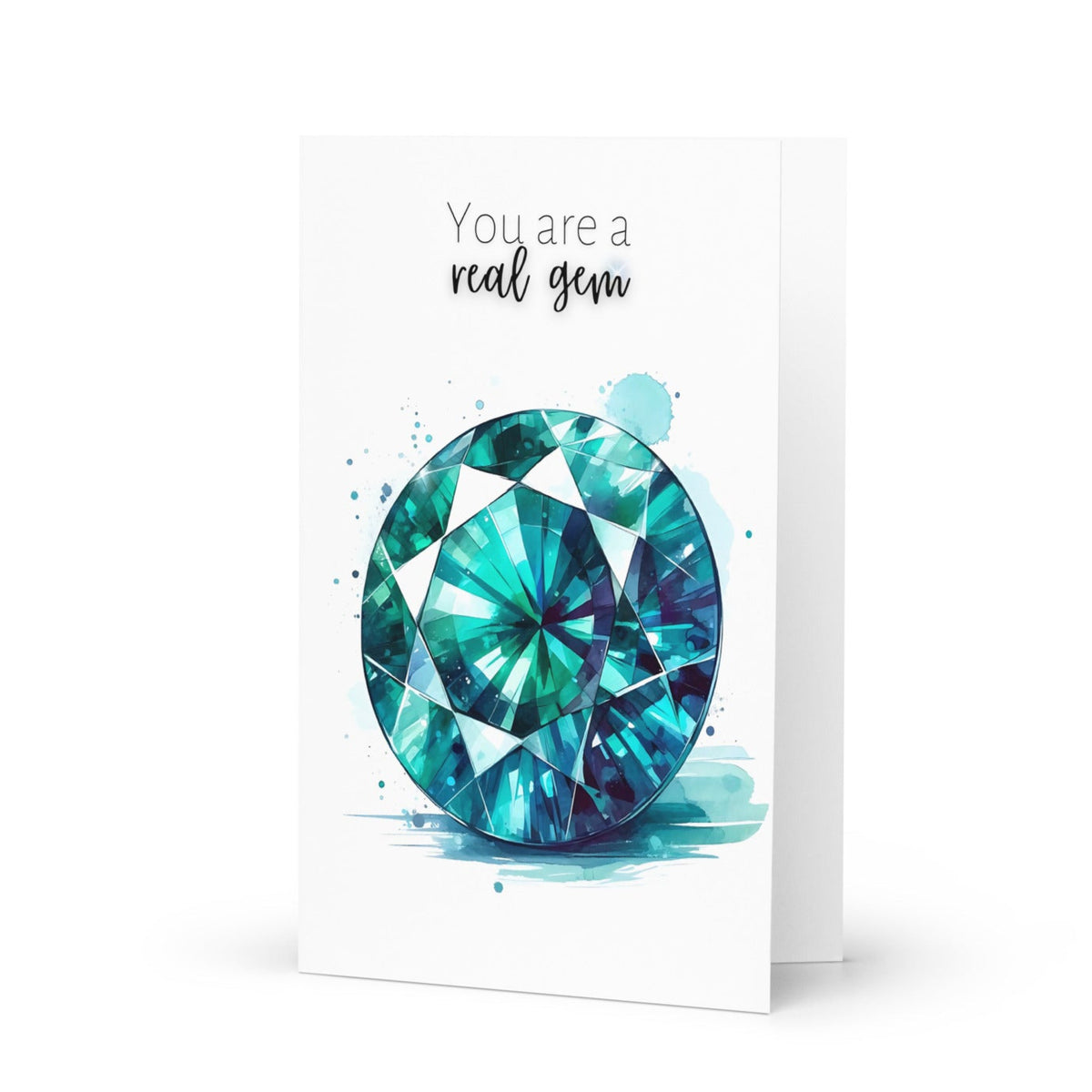 You are a real gem | Watercolor Round Teal Sapphire Greeting Card