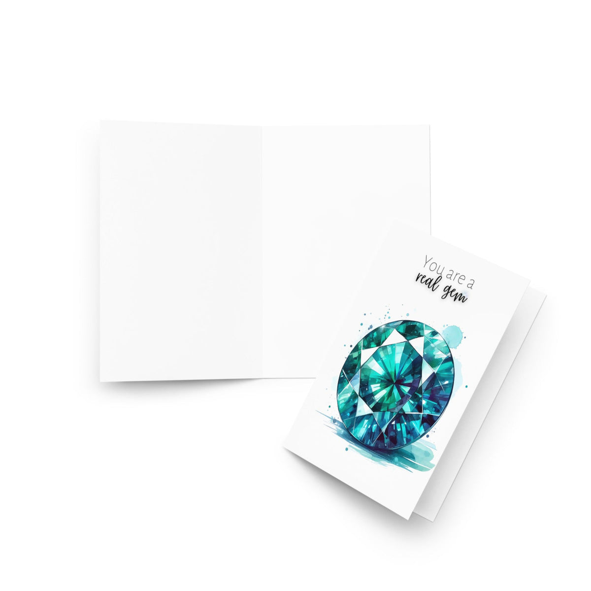 You are a real gem | Watercolor Round Teal Sapphire Greeting Card