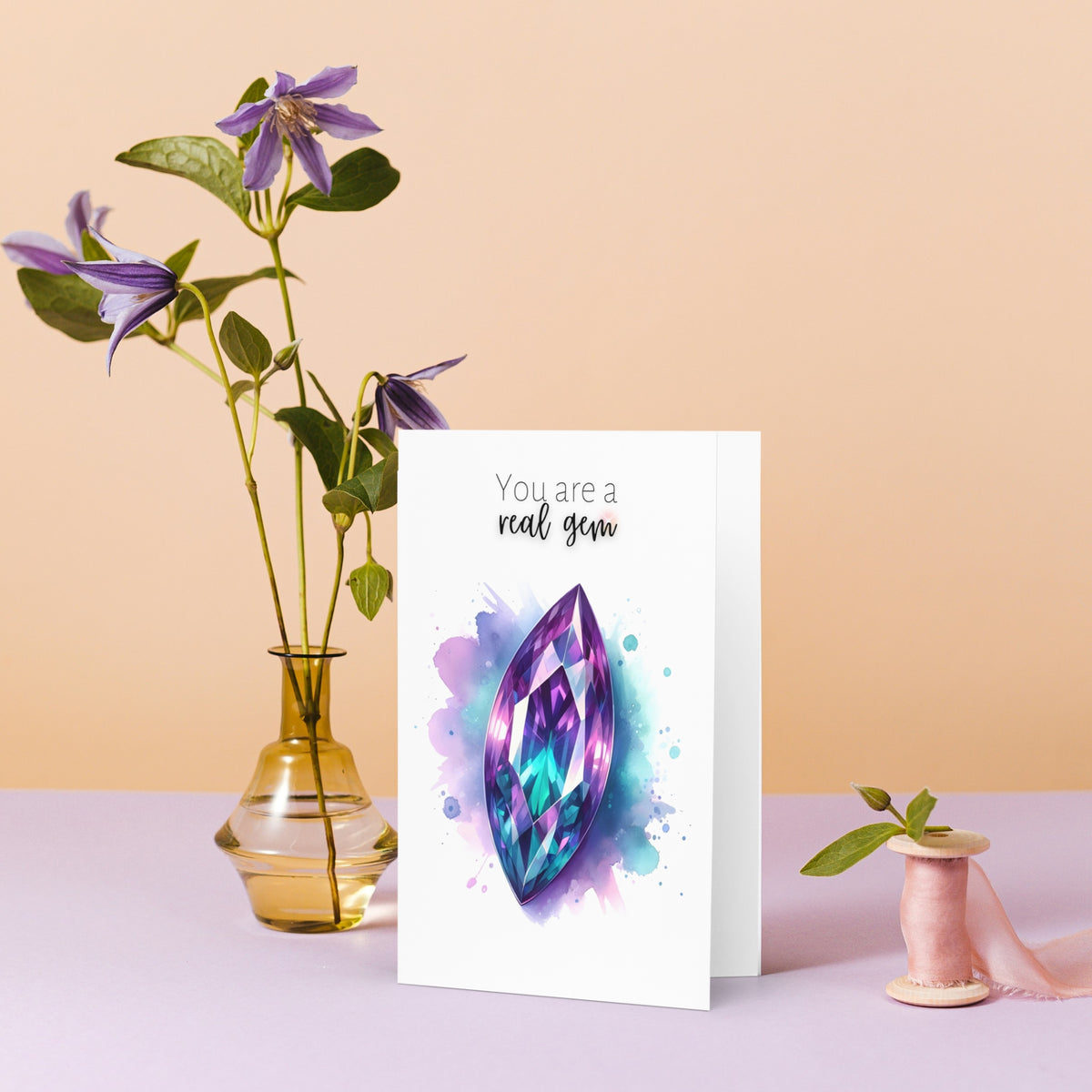 You are a real Gem | Watercolor Marquise Alexandrite Greeting Card