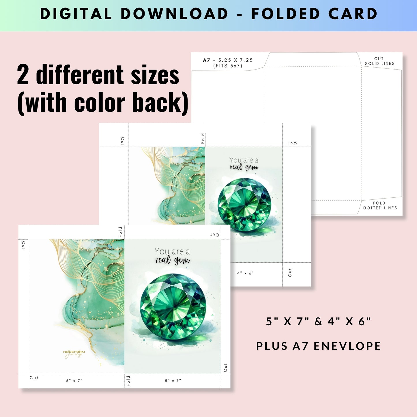 You are a real Gem | Watercolor Round Emerald Greeting Card