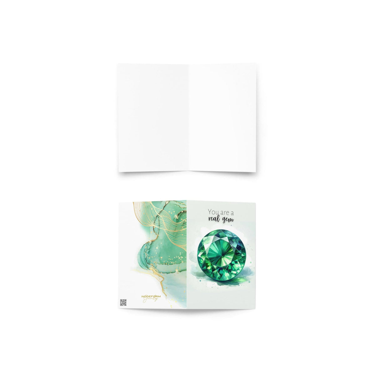 "You are a real Gem" Watercolor Round Emerald Greeting Card Cards by Nodeform