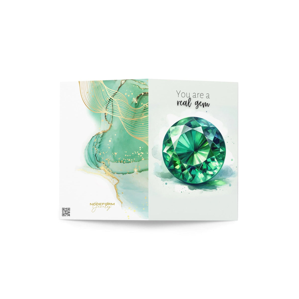 "You are a real Gem" Watercolor Round Emerald Greeting Card Cards by Nodeform