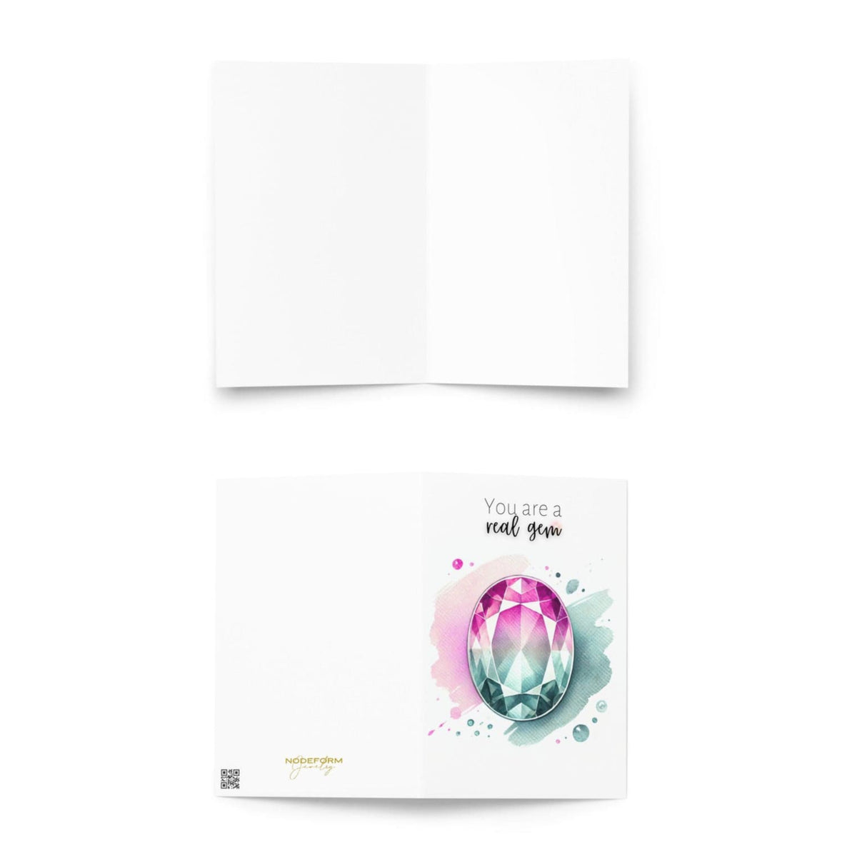 "You are a real Gem" Watercolor Oval Bi-color Tourmaline Folded Card Cards by Nodeform