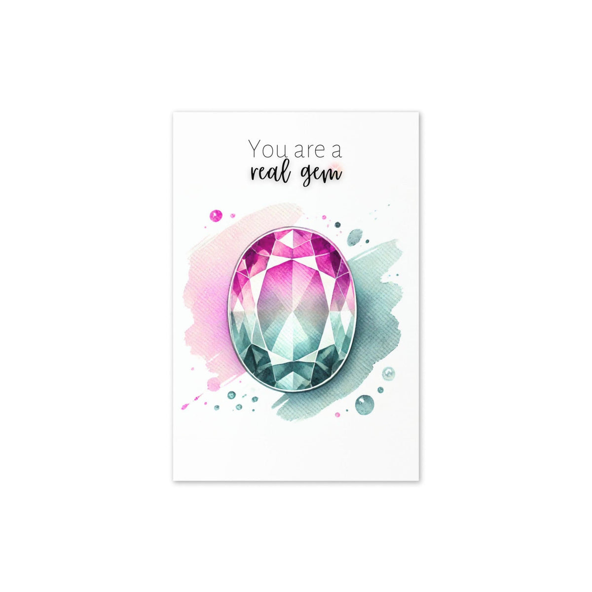 "You are a real Gem" Watercolor Oval Bi-color Tourmaline Folded Card Cards by Nodeform