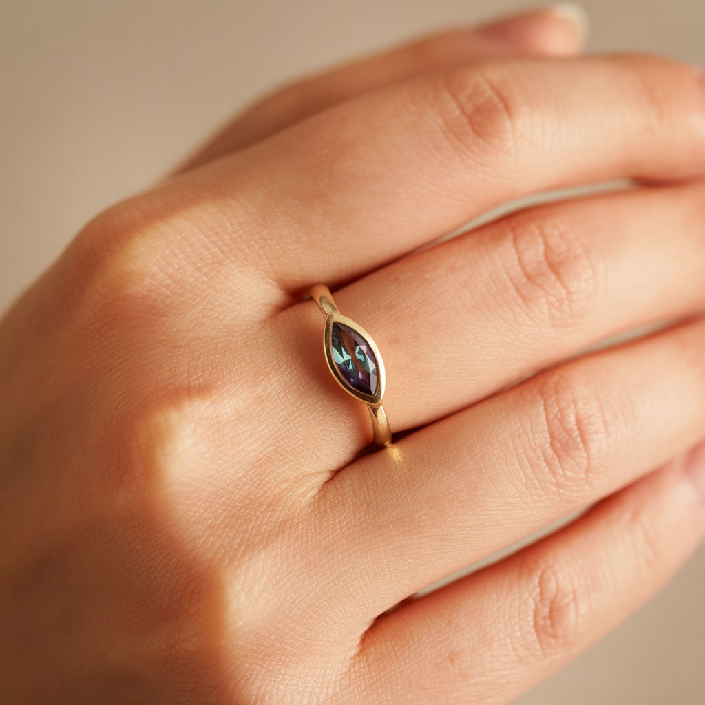 Marquise Cut Lab Created Alexandrite Gemstone