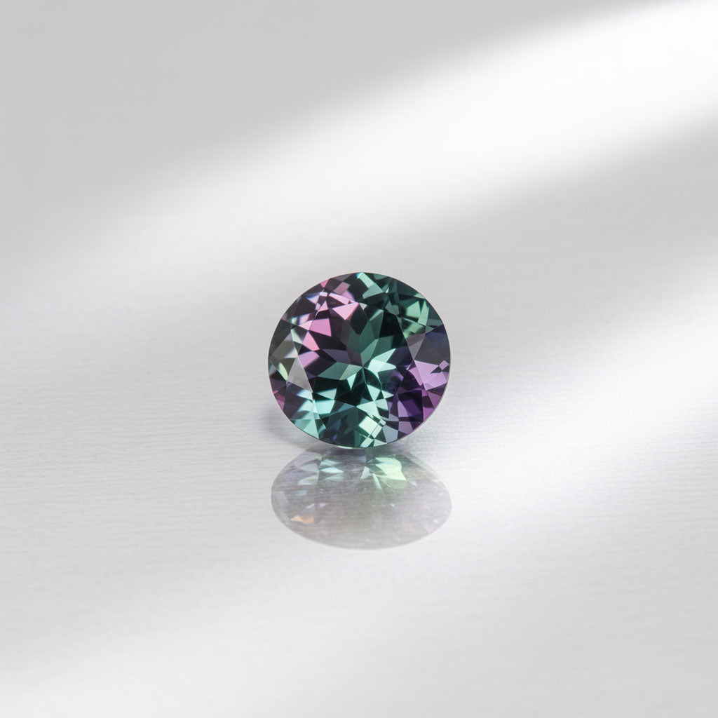 Round Cut Lab Created Alexandrite Gemstone