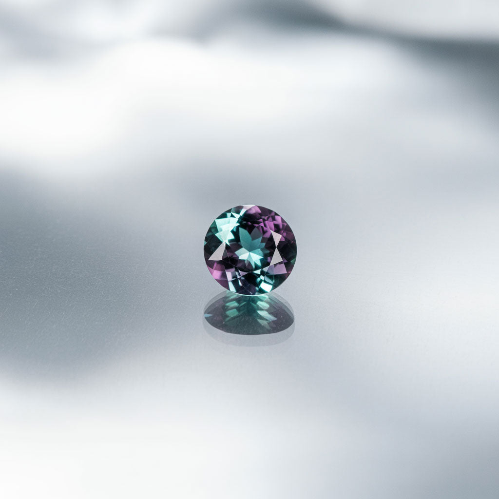 Round Cut Lab Created Alexandrite Gemstone