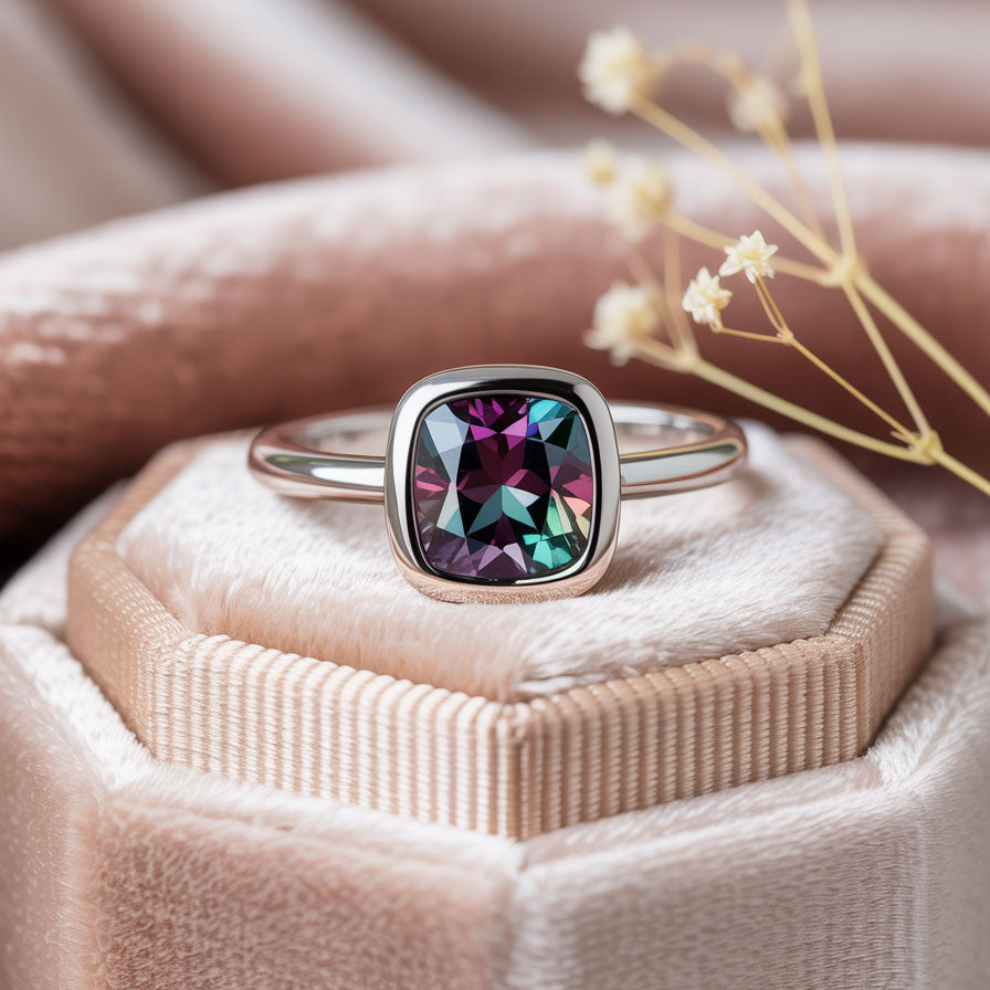 Cushion Cut Lab Created Alexandrite Gemstone