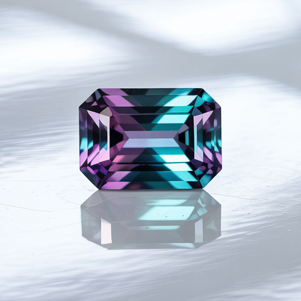 Emerald Cut Lab Created Alexandrite Gemstone