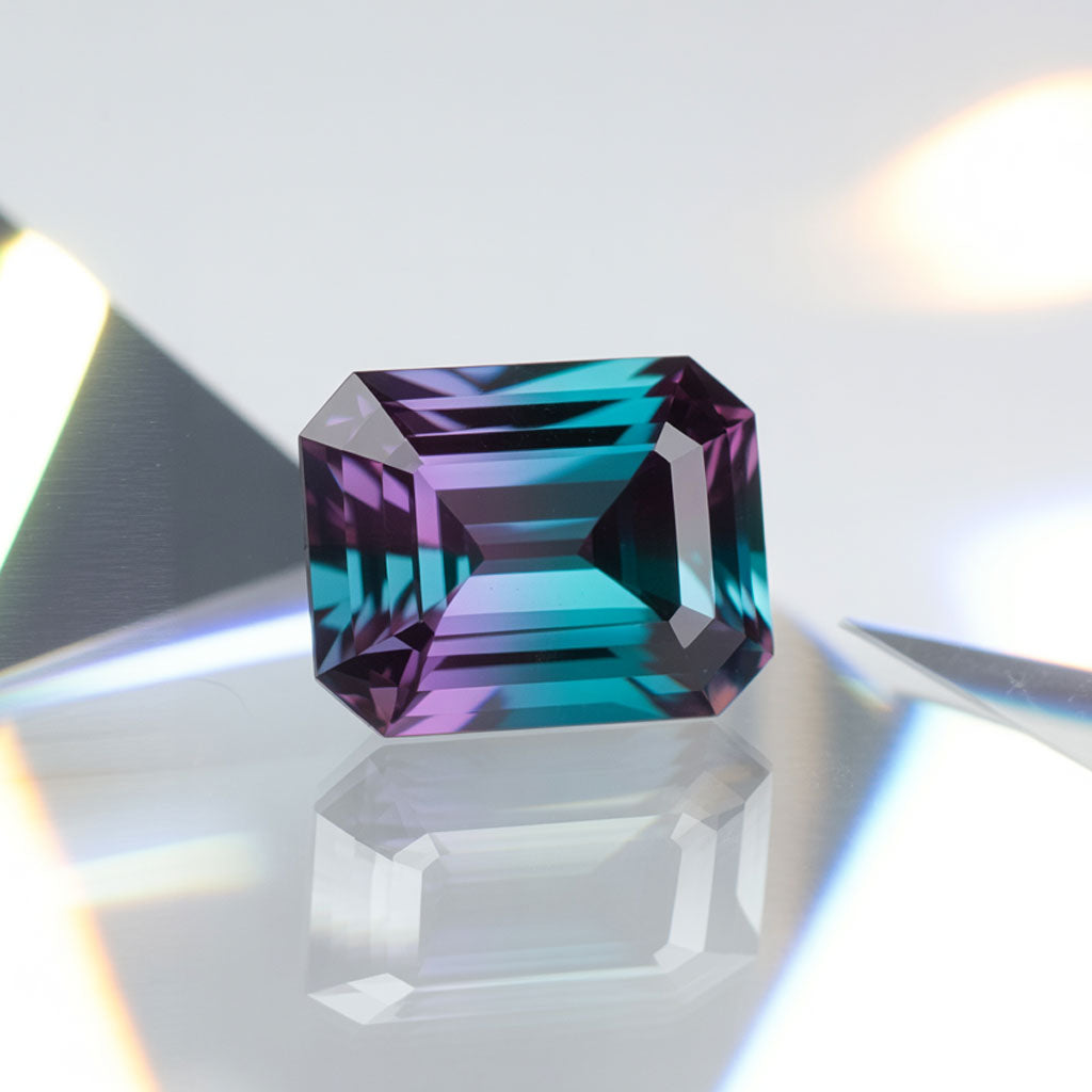 Emerald Cut Lab Created Alexandrite Gemstone