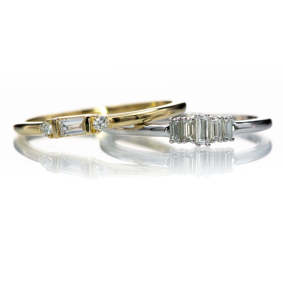 Accented Baguette Diamond Stacking Promise or Anniversary Ring Ring by Nodeform