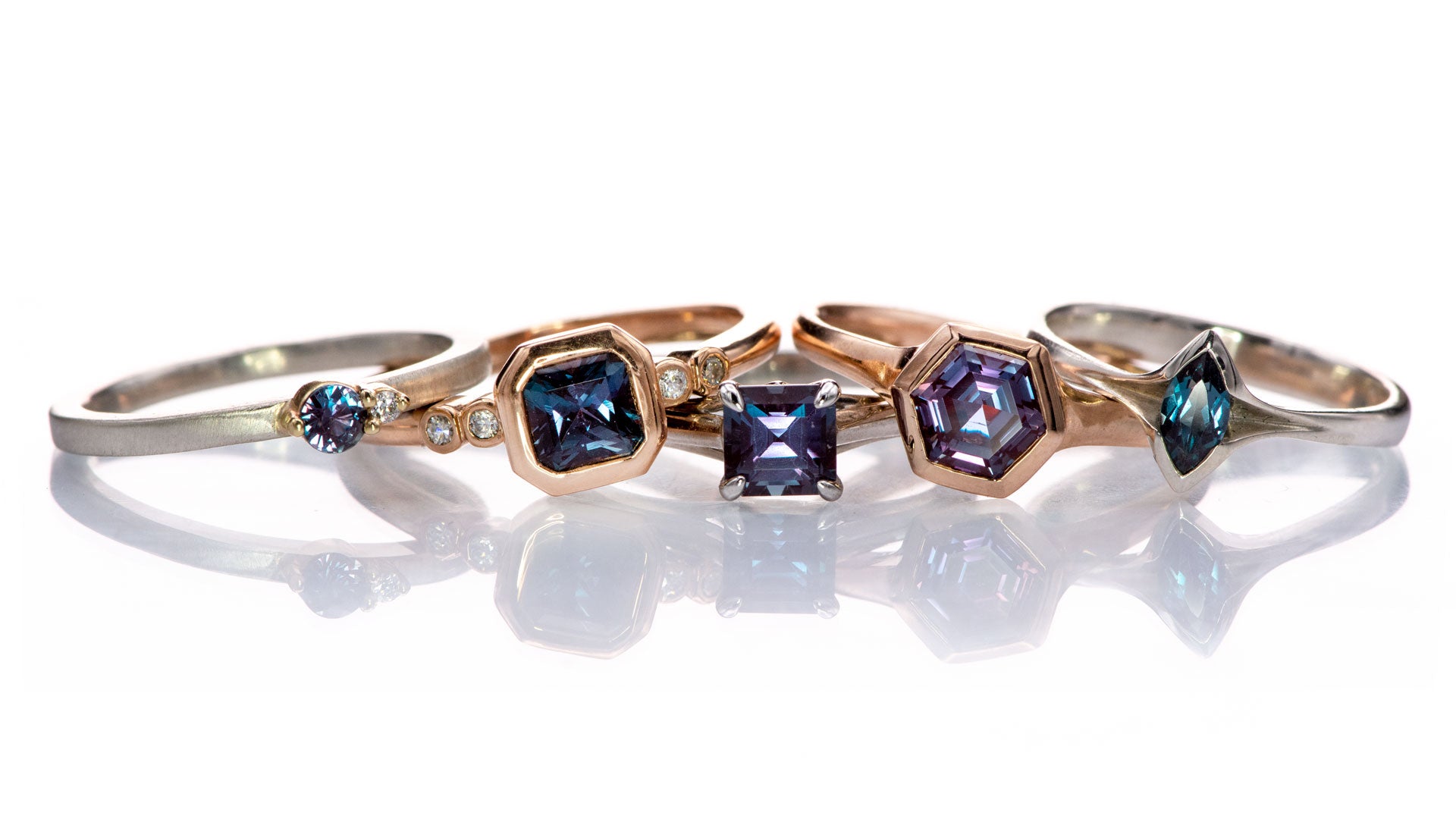 stunning ethical alexandrite engagement rings by Nodeform