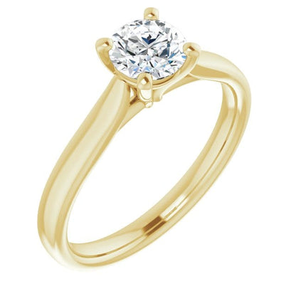 Amelia Ring- White Sapphire Prong Set Cathedral Style Solitaire Engagement Ring 5.5 mm/ 0.8ct White Sapphire (No Lab Report) / 14K Yellow Gold Ring by Nodeform