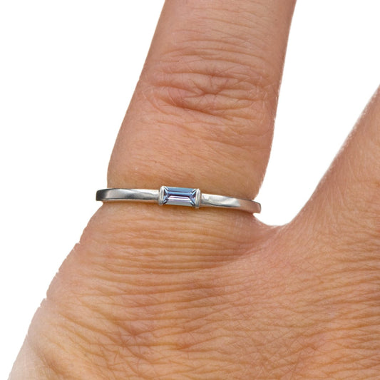 Baguette Alexandrite Stacking Solitaire Engagement or Anniversary Ring Ring by Nodeform