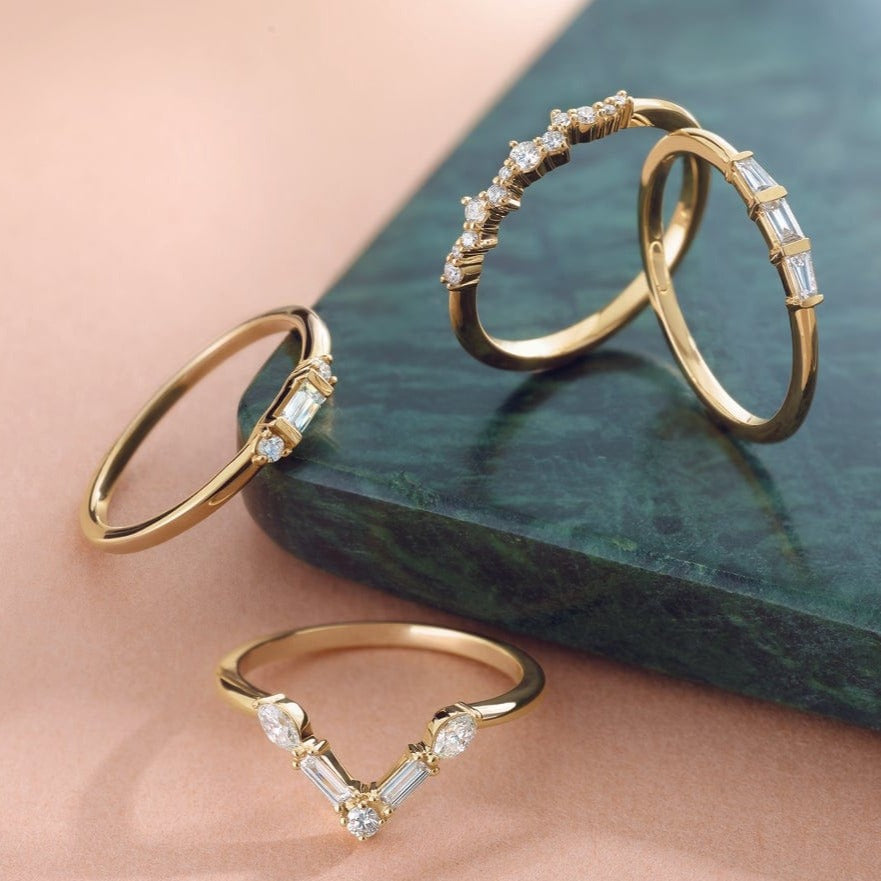 Accented Baguette Diamond Stacking Promise or Anniversary Ring Ring by Nodeform