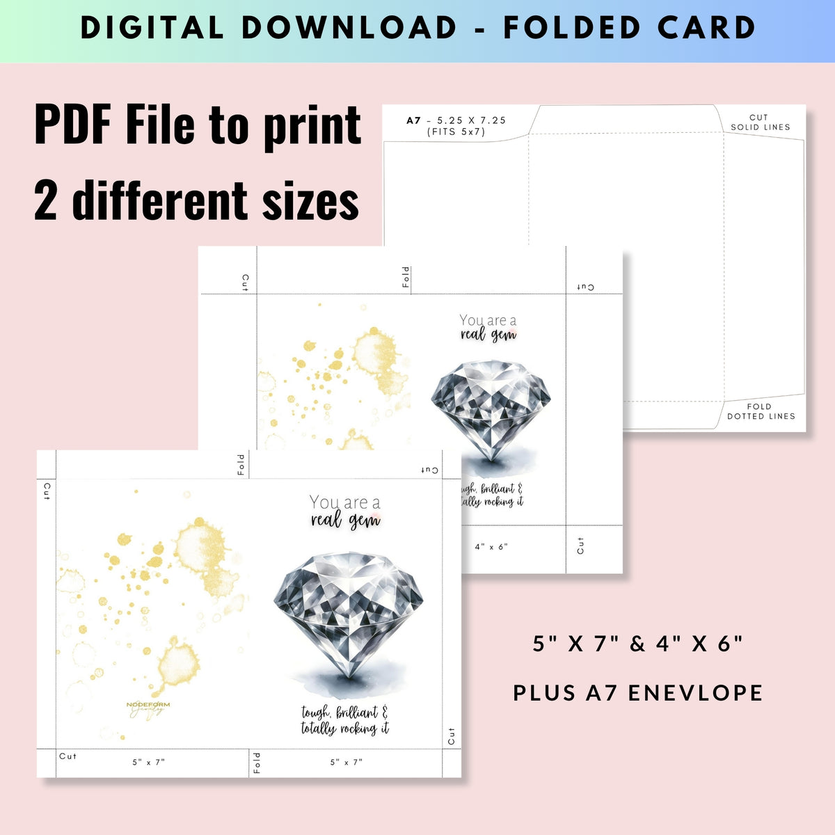 You are a Gem Card | Watercolor Precious Diamond Printed Card