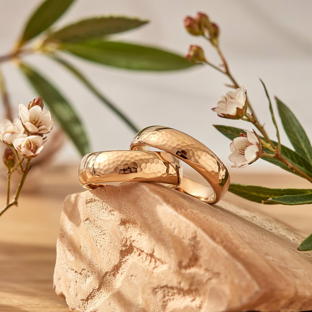 Wide Hammered Domed Wedding Band