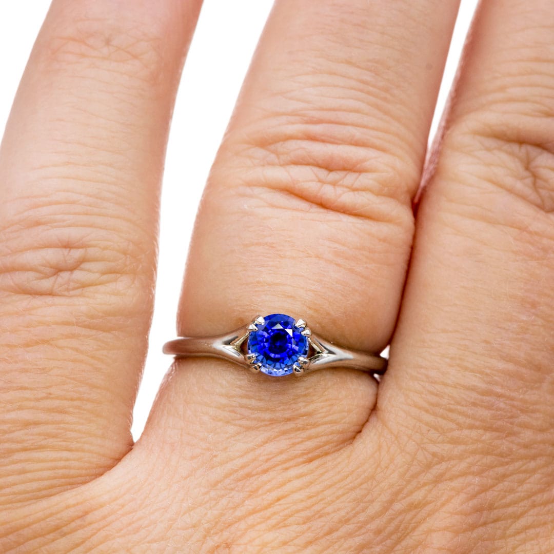 Blue Sapphire Double Prong Solitaire Engagement Ring Ring by Nodeform