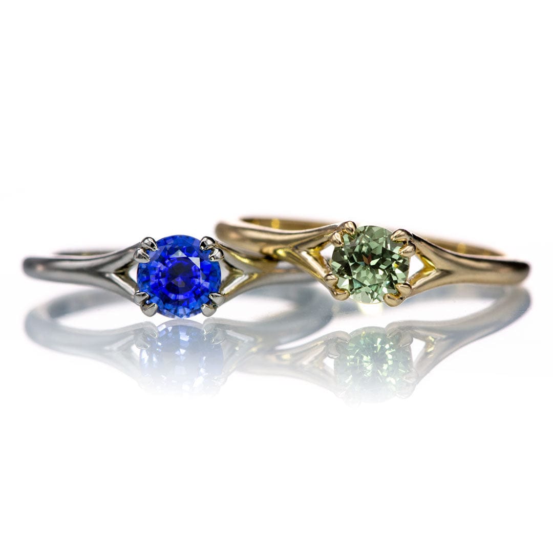 Blue Sapphire Double Prong Solitaire Engagement Ring Ring by Nodeform
