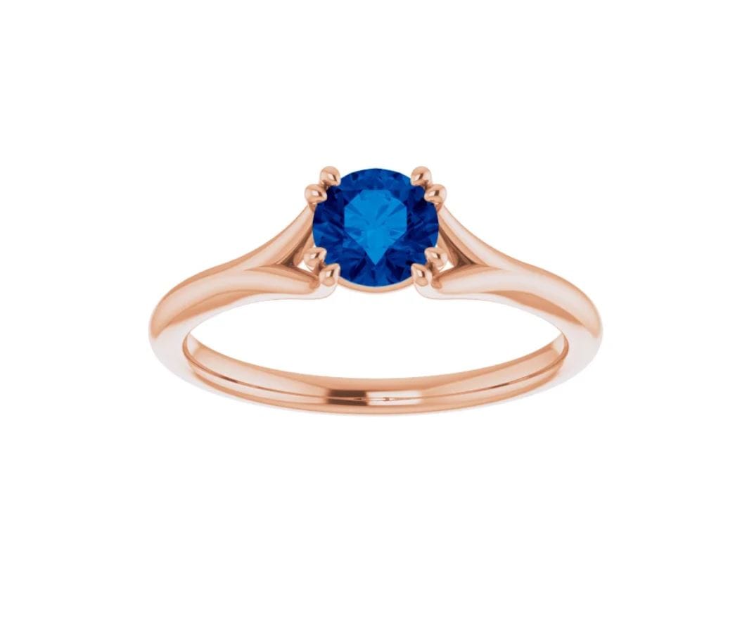 Blue Sapphire Double Prong Solitaire Engagement Ring Ring by Nodeform